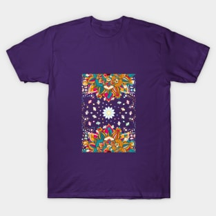 Floral abstract illustration paisley truck art design grid T-Shirt